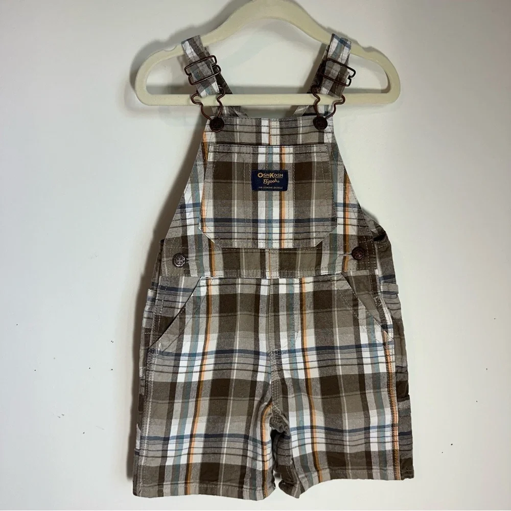 OshKosh B'gosh Brown Plaid Kids Overalls